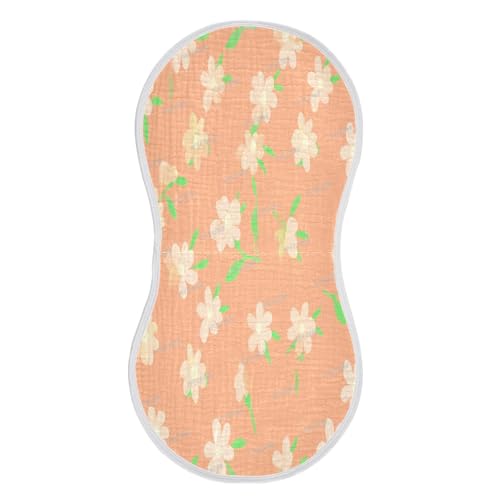 Kigai Pink Flowers Burp Cloths for Baby 4-Layer Cotton Muslin Burping Cloths 22x11 inch Super Soft & Absorbent Spit Up Burp Rags for Newborn Boys Girls 1 Pack