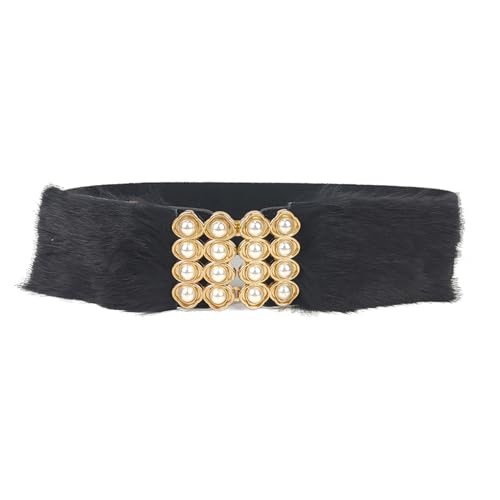 appuivbt Women Stretchy Wide Waist Belt for Dress Elastic Plush Belt Pearls Buckle Coat Sweaters Belt Girdle Belt