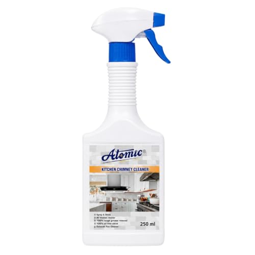 Image of ATOMIC Chimney Cleaning Liquid Spray 250 ml | Removes 100% germs | Cleans Stove | Grill Cleaner | Removes Heavy Grease, Oil and Stain remover for Grill, Gas Stove, Exhaust Fan, Chimney, Griddles
