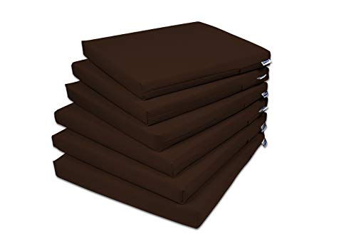 Rollmayer 6er Set Stuhlkissen Stuhlauflage Sitzkissen Sitzpolster Auflage für Stühle in Haus und Garten Kollektion Vivid (Braun 28, 40x40x4cm)