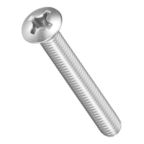 Image of METALLIXITY Semi-Countersunk Oval Head Machine Screws (M6-1x45) 25Pcs, 304 Stainless Steel Phillips Cross Recessed Machine Screw Bolts - for Furniture Assembly DIY Projects, Silver
