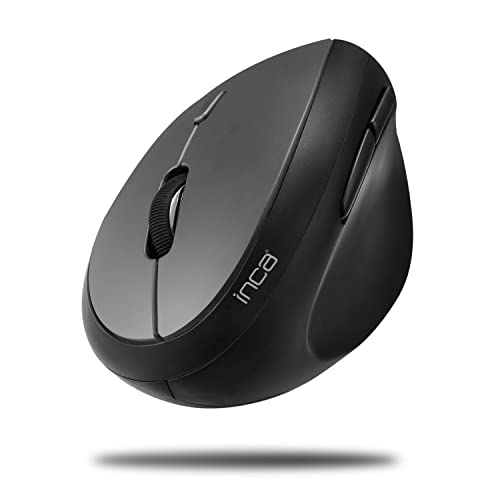 Inca IWM-279G Souris Verticale sans Fil - Design Ergonomique, 1600 DPI, 6 Boutons, Radio 2,4 GHz, Plug & Play, Gris