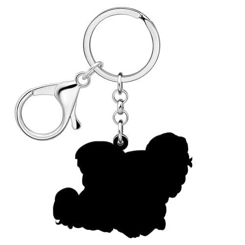DALANE Acryl Papillon Hund Schlüsselanhänger Welpe Haustiere Schmuck Geschenke für Frauen Damen Mädchen Kinder Auto Schlüsselring Brieftasche Zubehör (Kaffee)