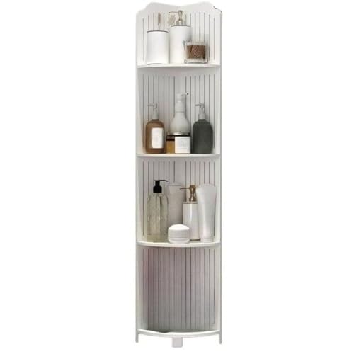 Gabinete Armário para Banheiro com Prateleira à Prova d’Água e Caixa de Tecido – Organização Compacta e Elegante para Banheiros e Lavabos(ESTANTE DE CANTO 4ANDARES)