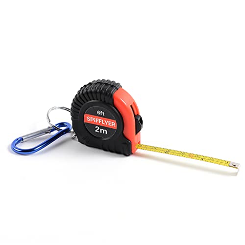 Spifflyer 2pc Mini Tape Measure Keyring Small Measuring Tape Retractable 2M with Spring Snap Hook, 2 m - Image 2