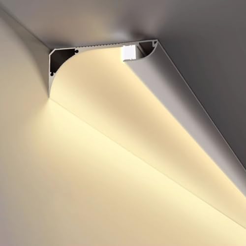 Moldura Iluminacion Iluminación De Moldura De Corona De Aluminio, Difusor De Canal De Luz LED De 1 M - Perfiles De Extrusión De Iluminación Indirecta Para Borde De Pared/techo/zócalo, Personalizable(W