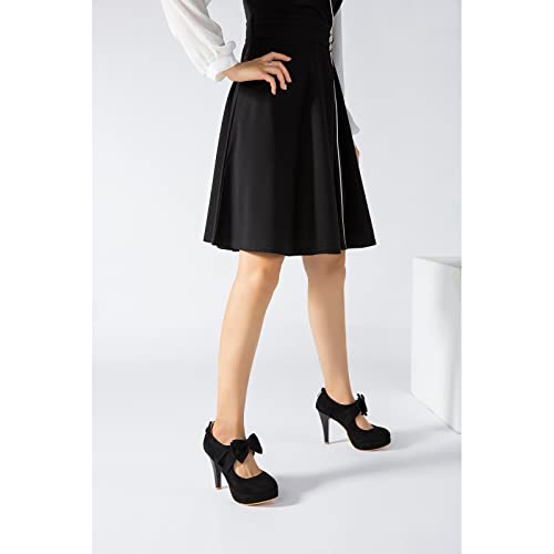 Women's Vintage Bow Tie High Heel Mary Janes Platform Closed Toe Dress Pumps Black Label Size 47 - Us 13 #TOP2