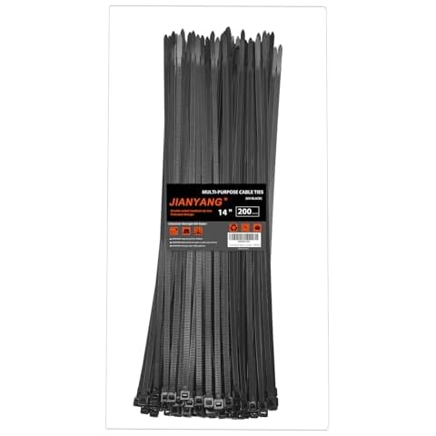 14 Inch Zip Ties Double Sided Toothed,100 LBS Tensile Strength Heavy Duty Cable Wire Ties With Self-Locking Adjustable More Durable Nylon Tie Wraps for Indoor Outdoor（200 Pack） Cover