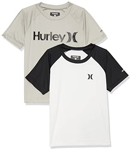Rash guard Hurley pour garçon lot de 2 t-shirts anti-UV gris et blanc taille 6 ans