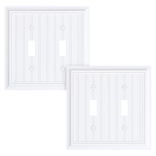 2-Pack Beadboard Bamboo Fiber Double Toggle Light Switch Cover Plate