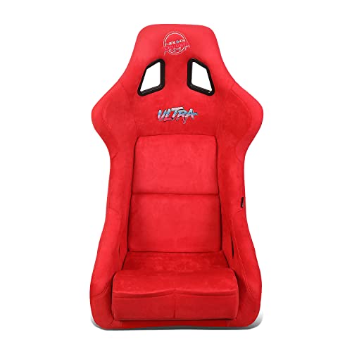 NRG Innovations NRG-FRP-302RD-ULTRA Prisma Fixed Back Bucket Racing Seat W/Bottom Mount Washed Up Light Red Seat/Gold Sparkle Back