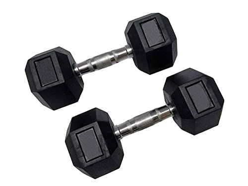 TTC Fitness Hexagonal Dumbbell pair, Rubber Coated Steel Dumbbells, Fitness equipment for men and women, Black (12.5 Kg X 2Pcs = 25 Kg)