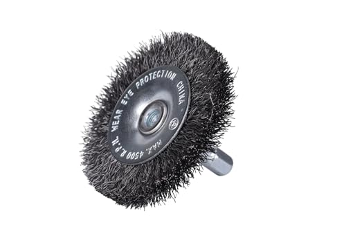 Image of Century Drill & Tool 76413 2 inch Durable Fine Crimped Radial Wire Brush, 1 /4 inch Drill Shank, 4,500 RPM - Ideal for Rust /Paint Removal, Deburring, & More