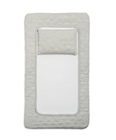Mamas & Papas Luxury Baby Nappy Changing Mattress with Machine Washable Cover, Removable Towelling Insert & Detachable Pillow, Welcome to The World, Grey
