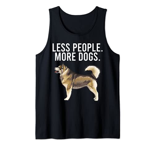 Less People More Dogs Alaskan Malamute Funny Introvert Tank Top, Black