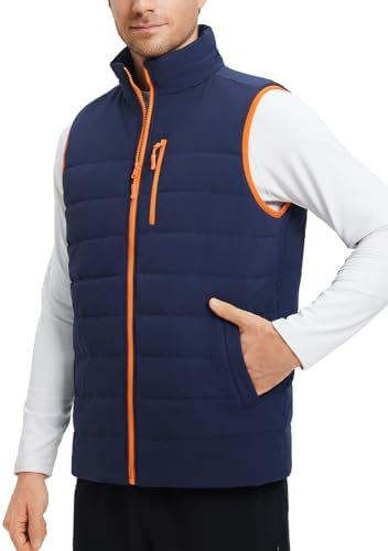 baleaf Colete masculino leve acolchoado gola alta zíper jaqueta q...