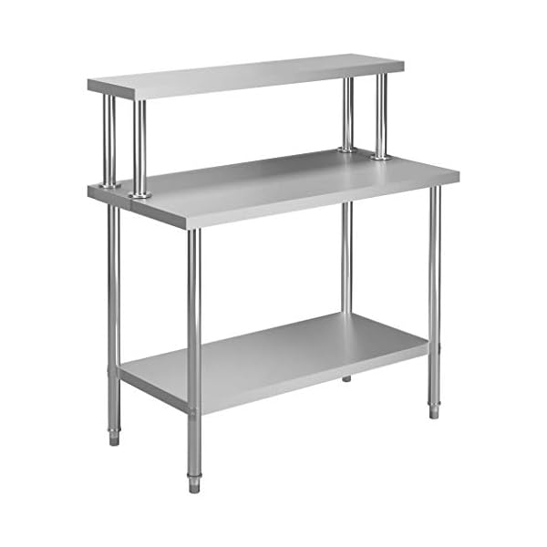 vidaXL Küche Arbeitstisch mit Aufsatzboard Gastronomie Aufsatzbord Regal Edelstahlaufsatz Gastro Edelstahltisch…