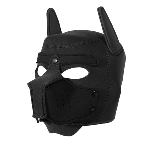 PAKEHA Puppy Hood Removable Cosplay Dog Full Face Pup Hood Men&Women (Black)