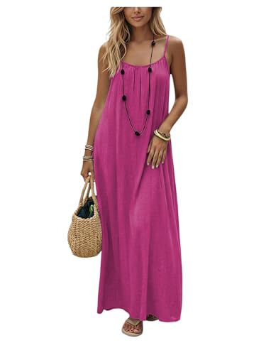 Image of SHENHE Women's Open Back Spaghetti Strap Beach Maxi Dress Loose Flowy Vacation Sundress