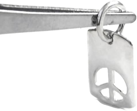 Twin's Jewelry Small Peace Sign Dog Tag Pendant Charm .925 Sterling Silver