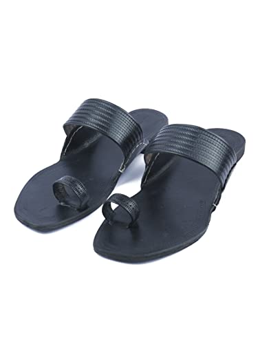 Image of KORAKARI Men Kolhapuri Chappal Handcrafted Sandal Smooth and Comfortable Flip Flops Slipper Stylish Anti Slip Design Genuine Leather Traditional Footwear.