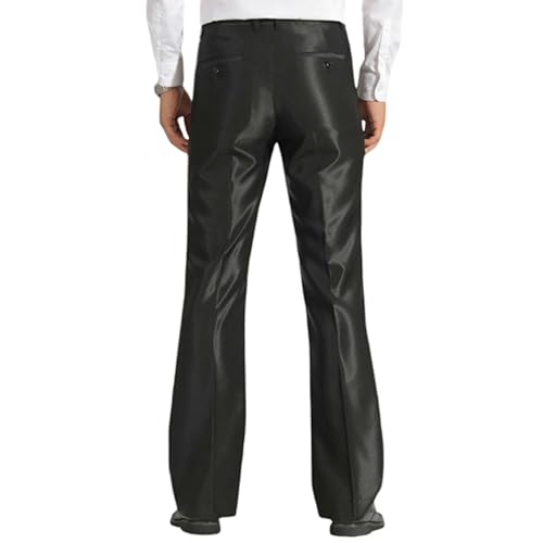 Men's Shiny Wet-Look Dress Pants Flared Boot Cut Suit Trousers Casual Vintage Formal Smart4