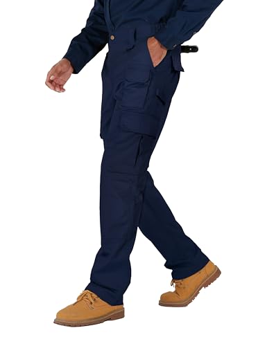 Ubon FR Pants for Men Flame Resistant Cargo Pants 9 oz FRC Pants Elastic Waist Fire Retardant Work Pants with 7 Pockets