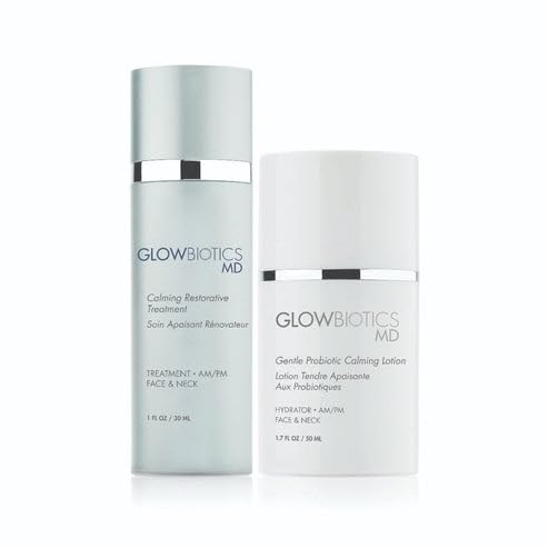 Glowbiotics Hormone Balance Duo Calming Restorative Treatment Gentle Probiotic Calming Lotion Reduces Redness Soothes Dryness and Strengthens Skin