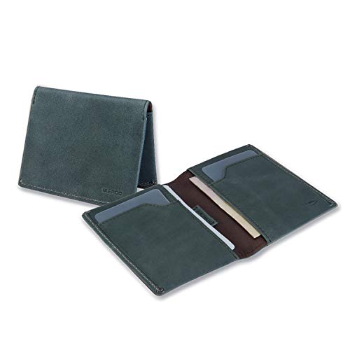 Mens Wallets,Ikepod Italy Leather Slim Sleeve Wallet (6 Colours) [RFID Blocking and Slim Stitching!] (EUCALYPTUS)