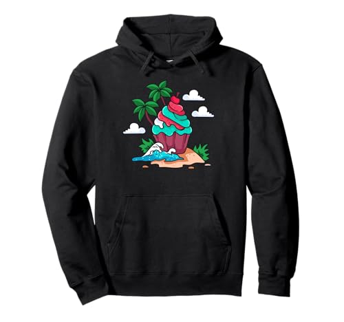 Tropical Cupcake Island Fun Dessert Paradise Pullover Hoodie