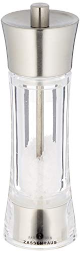 Moulin à sel Zassenhaus 35315 en acier inoxydable et acrylique transparent 16 cm