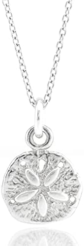 Sand Dollar Charm Sterling Silver Necklace 18" (tiny size, shiny)