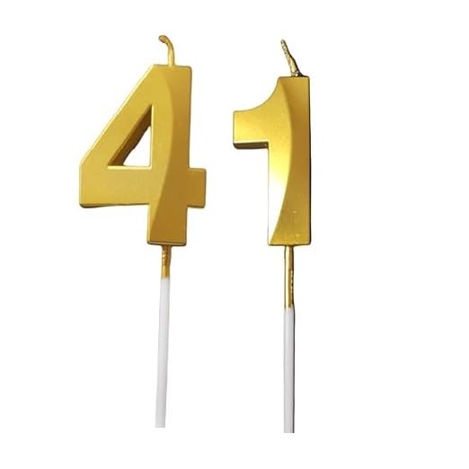 Image of ToyUniverse Number 41 Gold Candle | Forty One Number Candle | Number 41 Metallic Gold Candle for Forty First Birthday,Anniversary, Surprise Party Cake Decoration Candle (Pack of 2,Number 41)