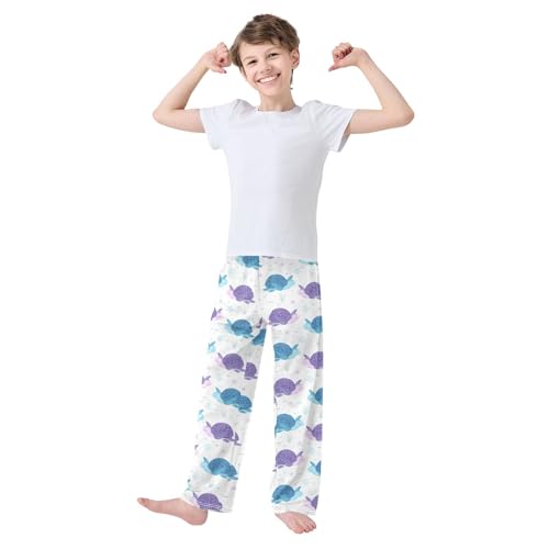 Boys' Pants Blue Purple Turtles Seaweeds Corals Long Bottoms Jogger Pants Elastic Waist Trousers with Pockets S-XL2