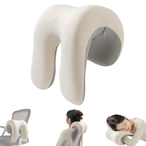 SheRest Office Chair Neck Pillow Memory Foam Ergonomic Nap Pillow Office Chair Headrest Accessory Neck Support Pillow Ideal for Office and Gaming Gray and White