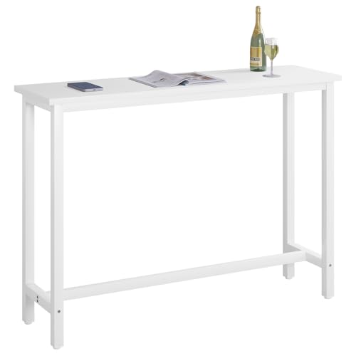WOLTU Tavolo da Bar Rettangolare Alto Tavolino per Cucina in Metallo Legno 140x40x100 cm