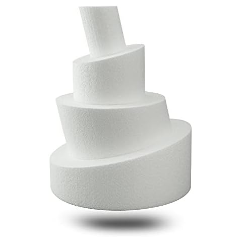 MCE-Commerce A3998014 Polystyrene Cake Dummy Wonky 4-Tier White Diameter 20 cm Height 25 cm Cover