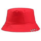Plegable Sombrero de Pescador Mujer Hombre, Sombrero Unisex de Algodón, Sombreros de Pescador Plegable, Sombreros de Verano para el Aire Libre, Ajustable Hat Sol para Hombres y Mujeres (Rojo)