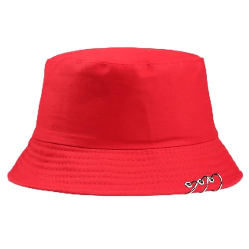 Fischerhut für Herren Damen Unisex Baumwolle Hut Faltbarer Fischerhüte Outdoor Sommerhut Sonnenhut Fischerhüte Herren Damen Anglerhut Baumwolle für Wandern Camping Reisen Angeln 2026 Neues (Rot)