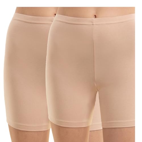 Image of NYKD NYP083 Cotton Stretch Mid Rise Mid Thigh Shorts for Women Pack of 2 Concealed Waistband