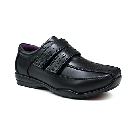 Boys Back to School Shoes Black Velcro Infants Light Weight Smart Walking Comfy Formal Black Shoes | Boys Outdoor Casual Shoes UK Size Shoes Cover