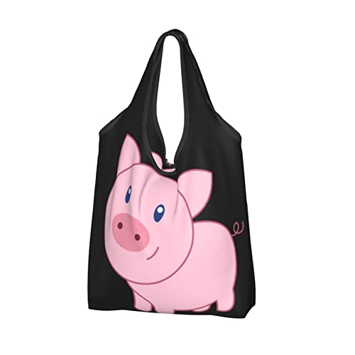 Cute Cartoon Pig Eco Bag Large Capacity Folding Eco Bag Shopping Bag Popular Lightweight Waterproof Shopping Bag Fashionable Wom