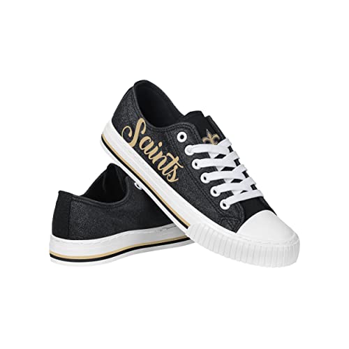 Image of FOCO Womens NFL Team Logo Ladies Fashion Color Glitter Low Top Canvas Sneakers Shoes