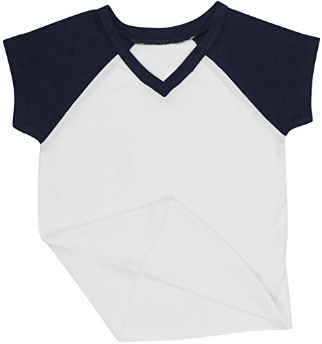 Image of ToBeInStyle Kids Boys Girls Cotton Jersey Contrast Raglan V-Neck Tee T-Shirts
