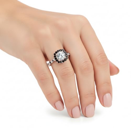 Image of Choose Your Gemstone Round Diamond CZ Square Halo Ring Rose Gold Plated Round Shape Petite Engagement Rings Matching Jewelry Wedding Jewelry Easy to Wear Gifts US Size 4 to 12