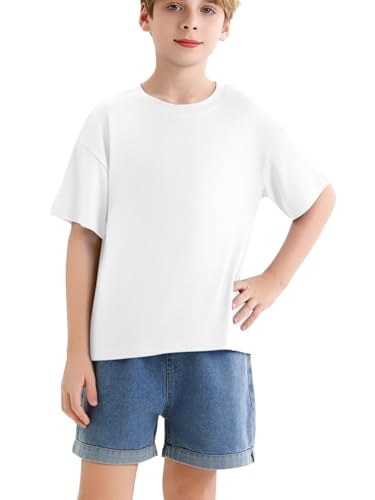 Boys Summer T Shirt Crew Neck Short Sleeve Solid Tees Comfortable Stylish Basic Tops Kids 5-14 Years2