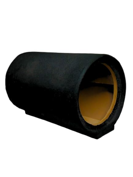 Image of 10-inch Empty Subwoofer Box, Wooden Cabinet Cylinder Shape with Airhole Pipe, 10-inch Black Subwoofer Box