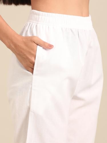 Image of TWIN BIRDS Women Cotton Straight Fit Pants | Ethnic Casual Daily Trousers