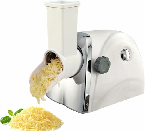 Electric Cheese Grater, Stainless Steel Rotary Cheese Grater, Multifunctional Electric Grater with 3 Detachable Drum Blades, Cheese Shredder for Cheese and Vegetables