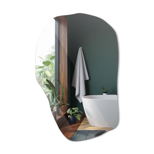 Specchio per Vestirsi 100x65 cm Forma Irregolare Senza Cornice Moderno Design Montaggio da Parete per Soggiorno, Bagno, Camera da Letto, il Corridoio Asimmetrico Organico Unico Make Up